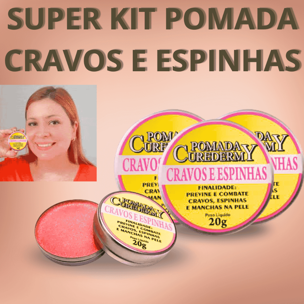 Pomada Curedermy Cravos e Espinhas 20g Ação Secativa Rápida Reduz Oleosidade e Manchas | Pele Limpa
