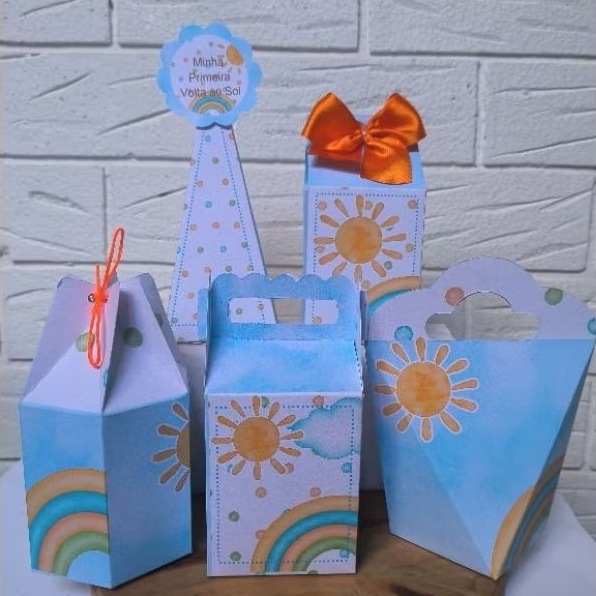 Kit Papelaria Personalizada Homem Primeira Volta ao Sol Caixinha para Festa DESMONTADO