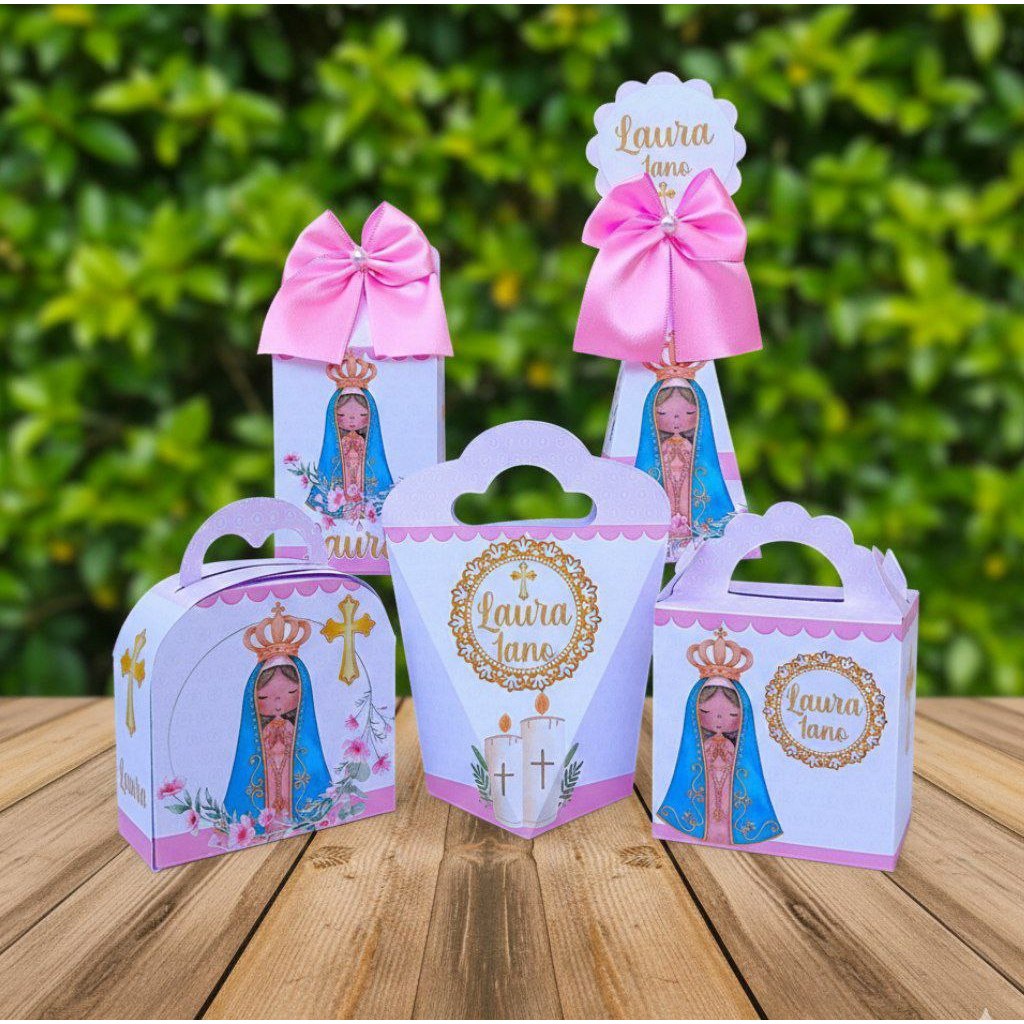 PEGUE E MONTE CAIXINHAS PERSONALIZADAS NOSSA SENHORA APARECIDA LEMBRANCINHA DE ANIVERSÁRIO
