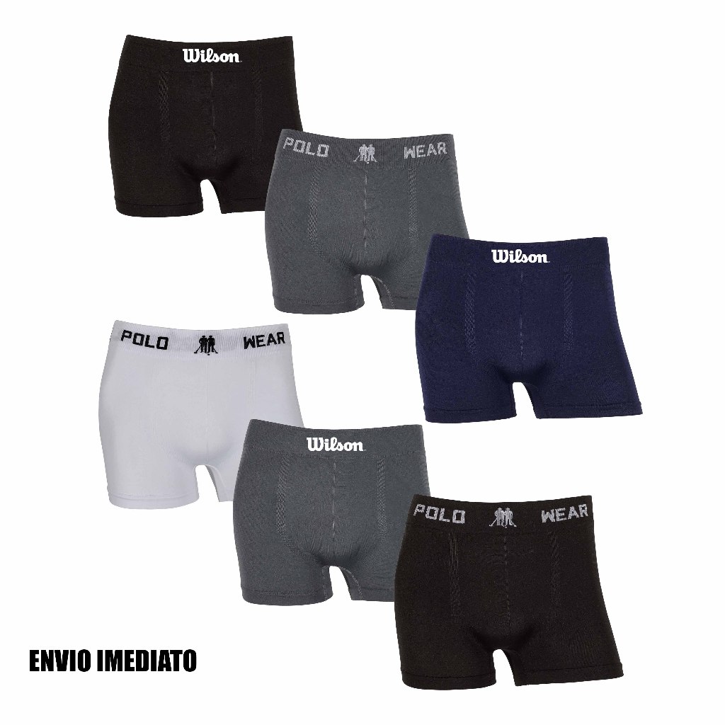 Kit 3 ou 6 cuecas boxer Polo Wear e Wilson Sortidas Originais Microfibra confortáveis