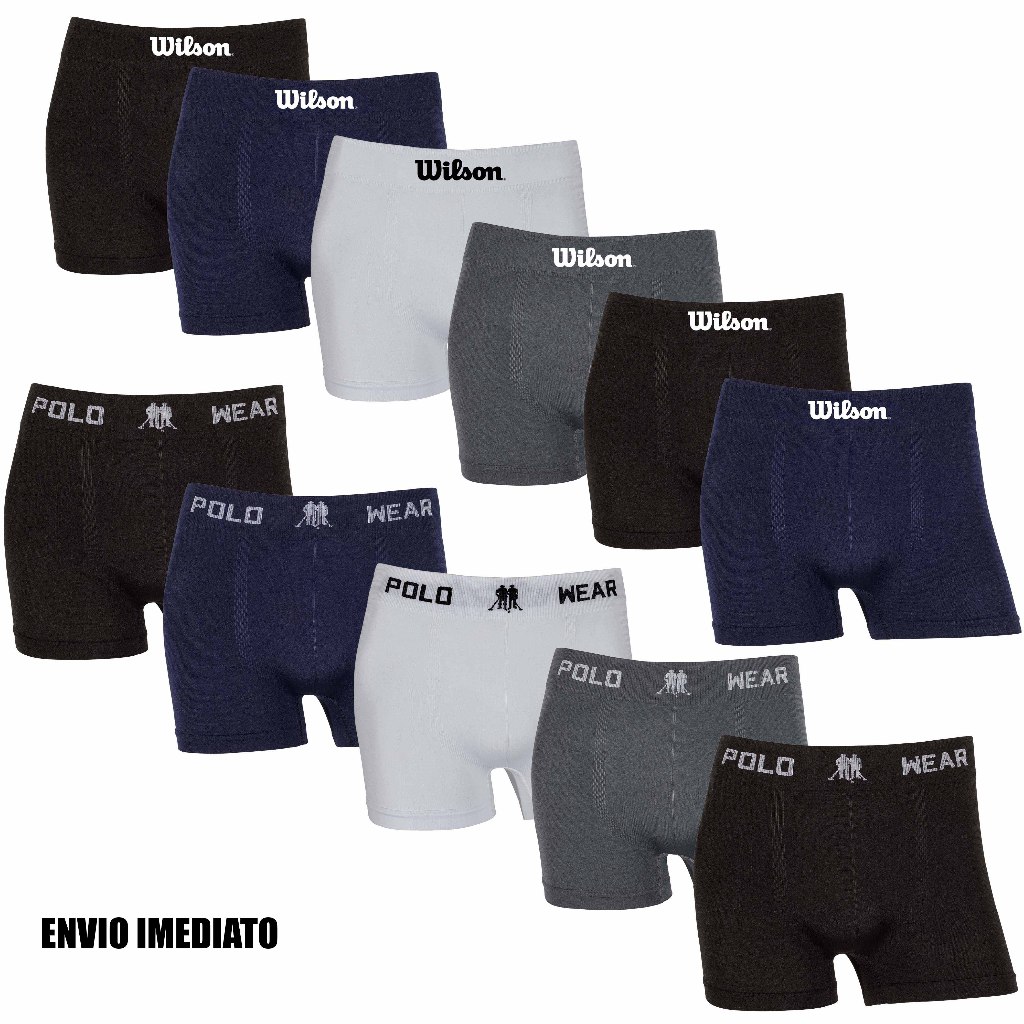 Kit 6 ou 11 cuecas boxer Polo Wear e Wilson Sortidas Originais Microfibra confortáveis