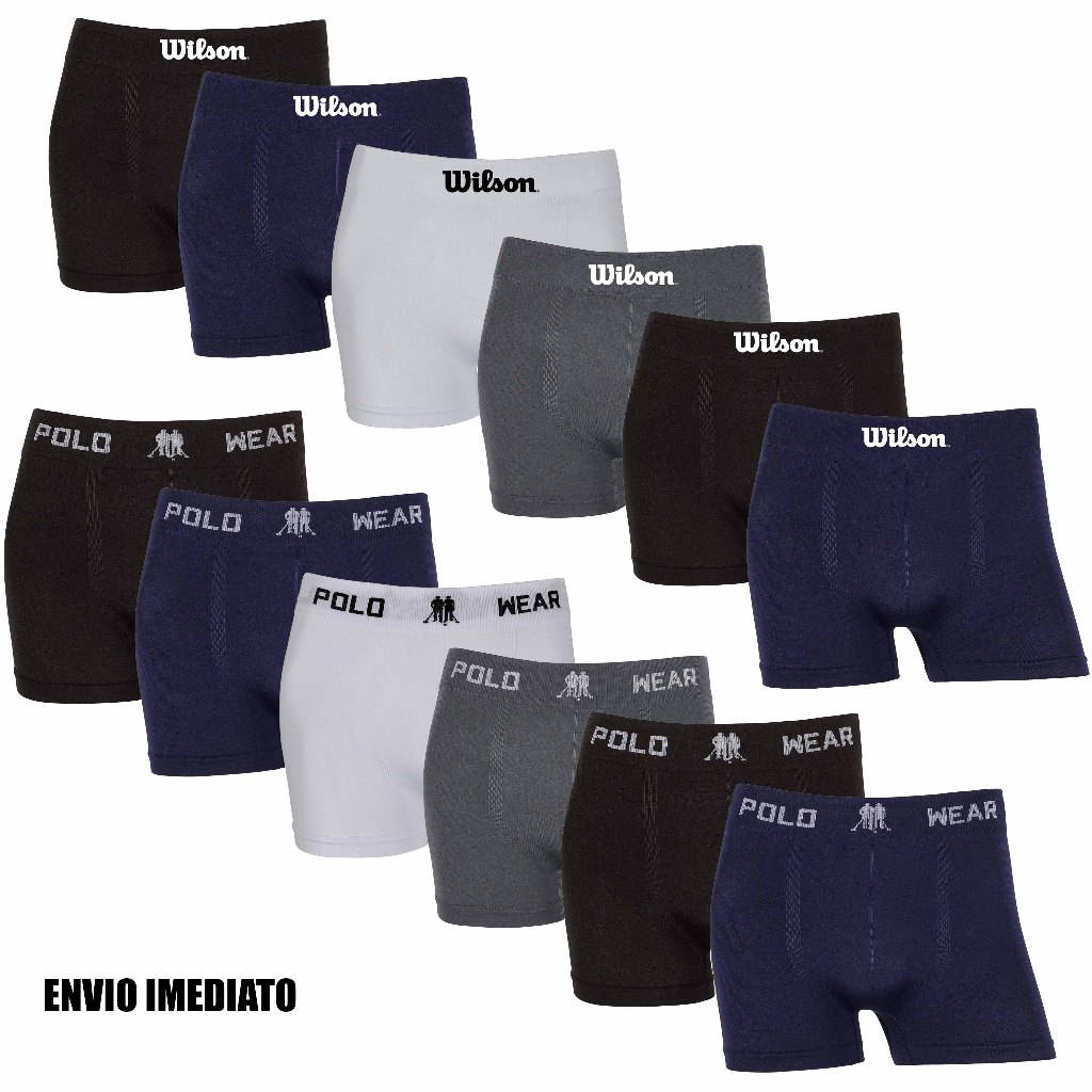 Kit 6 ou 12 cuecas boxer Polo Wear e Wilson Sortidas Originais Microfibra confortáveis