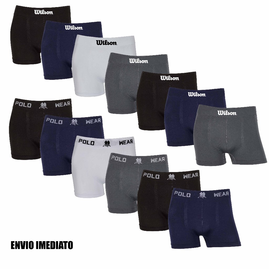 Kit 6 ou 13 cuecas boxer Polo Wear e Wilson Sortidas Originais Microfibra confortáveis