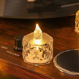 3 Peças Mini Cristal Transparente Velas Luz Led Eletrônica Decorativa