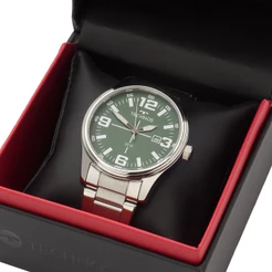 Relogio Masculino Technos Militar Prata Verde 2115UCD/1V