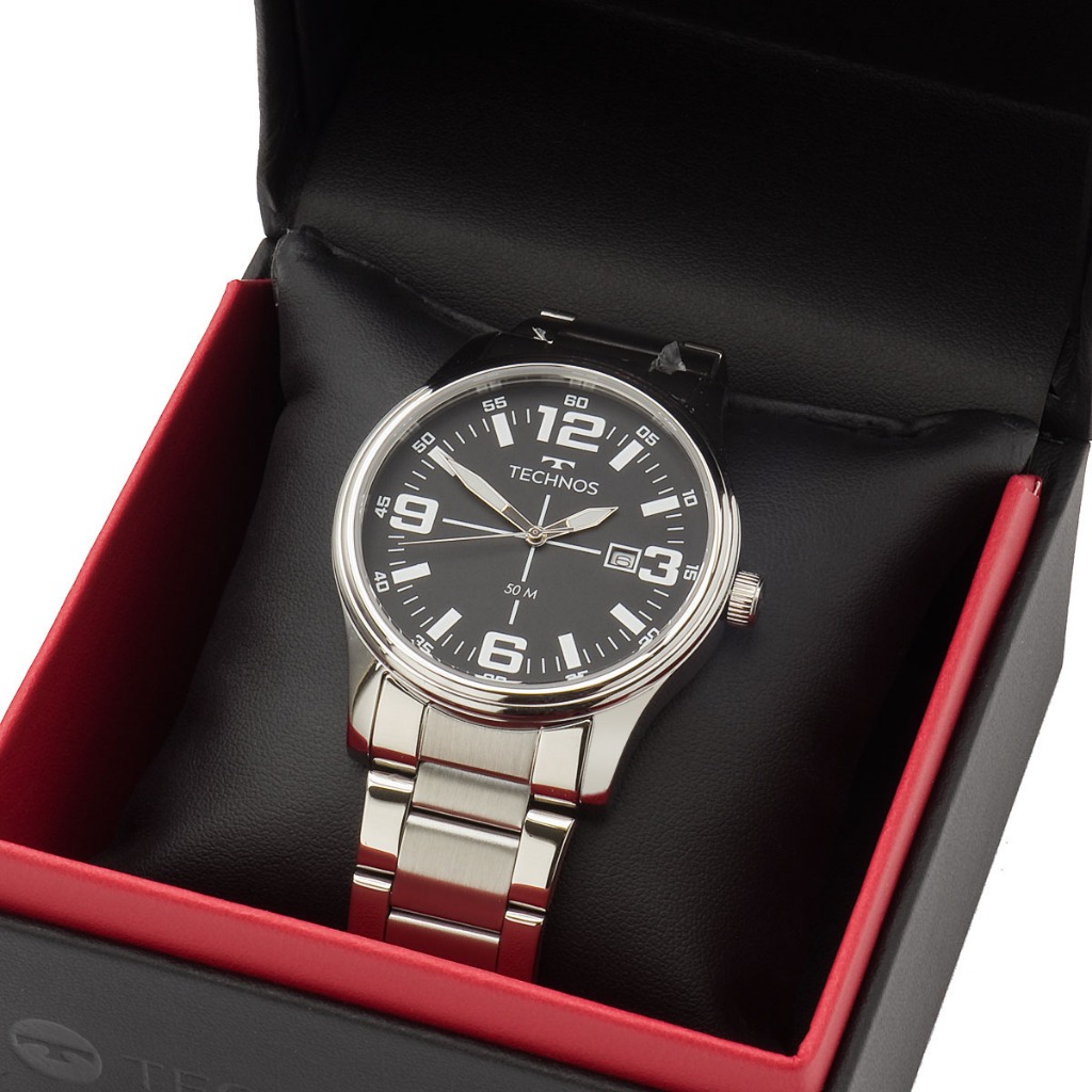 Relógio Masculino Technos Prata Militar Fundo Preto 2115UCD/1P em Oferta na Shopee