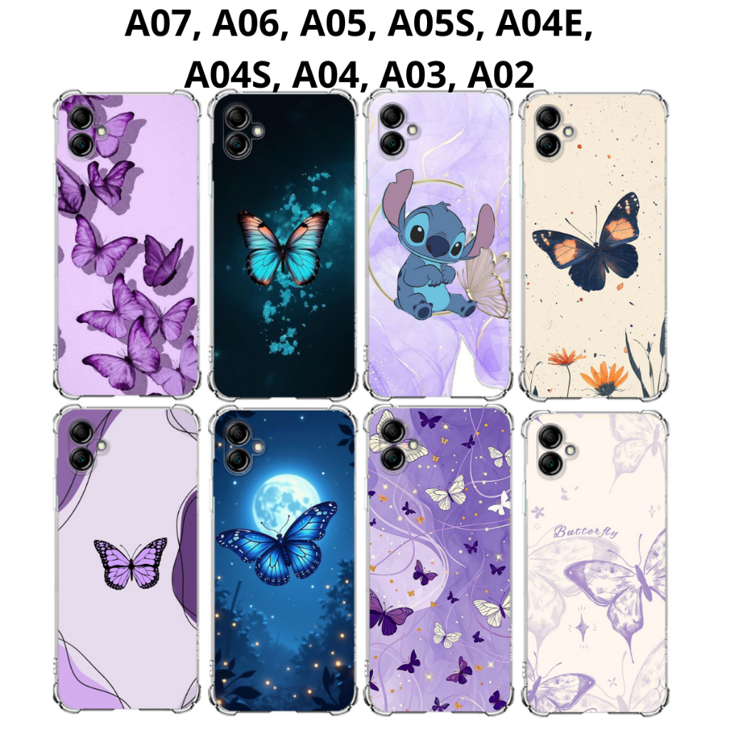 A07, A02, A03, A04, A04E, A04S, A05, A05S, A06 Capa Borboletas Capinha Case TPU Natureza Borbolet Samsung
