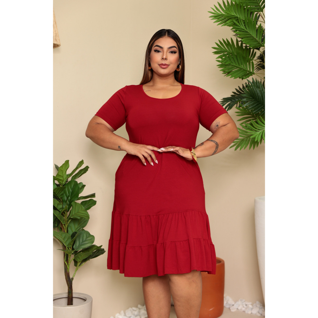 Vestido Curto Midi Plus Size Viscolycra Fresquinho Malha Soltinho Elegante Confortavel