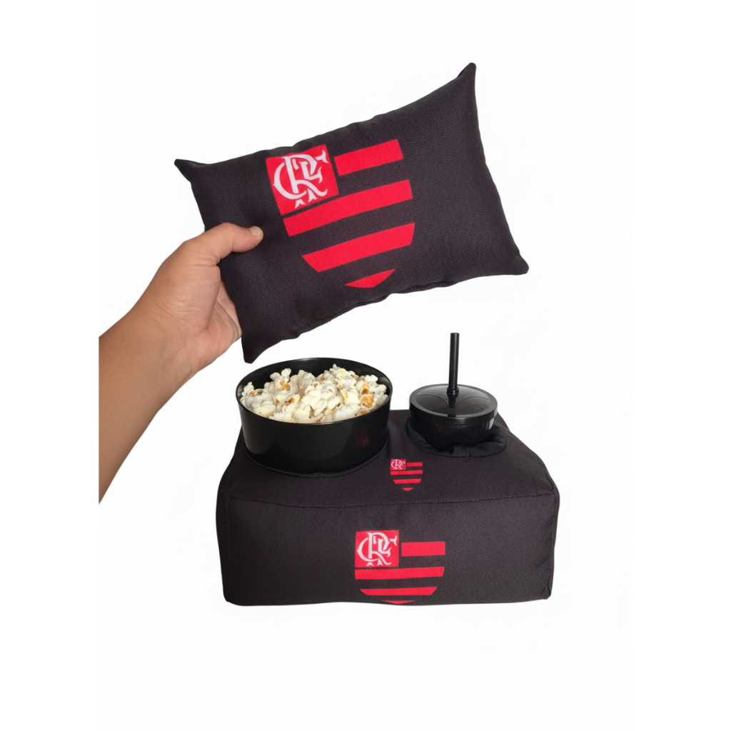 Kit Cinema Almofada Porta Pipoca + Mini Almofada decorativa Flamengo