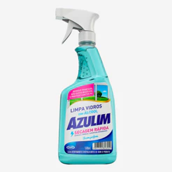 Limpa Vidros Spray Secagem Rápida 500ml Azulim Brilho Sem Manchas Com Silicone Janela Espelho