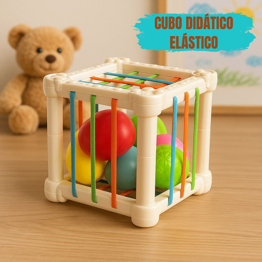 Cubo Didático Elástico Multi Sensorial Entrelaçado Pedagógico Encaixe Colorido Aprendizagem Montessori