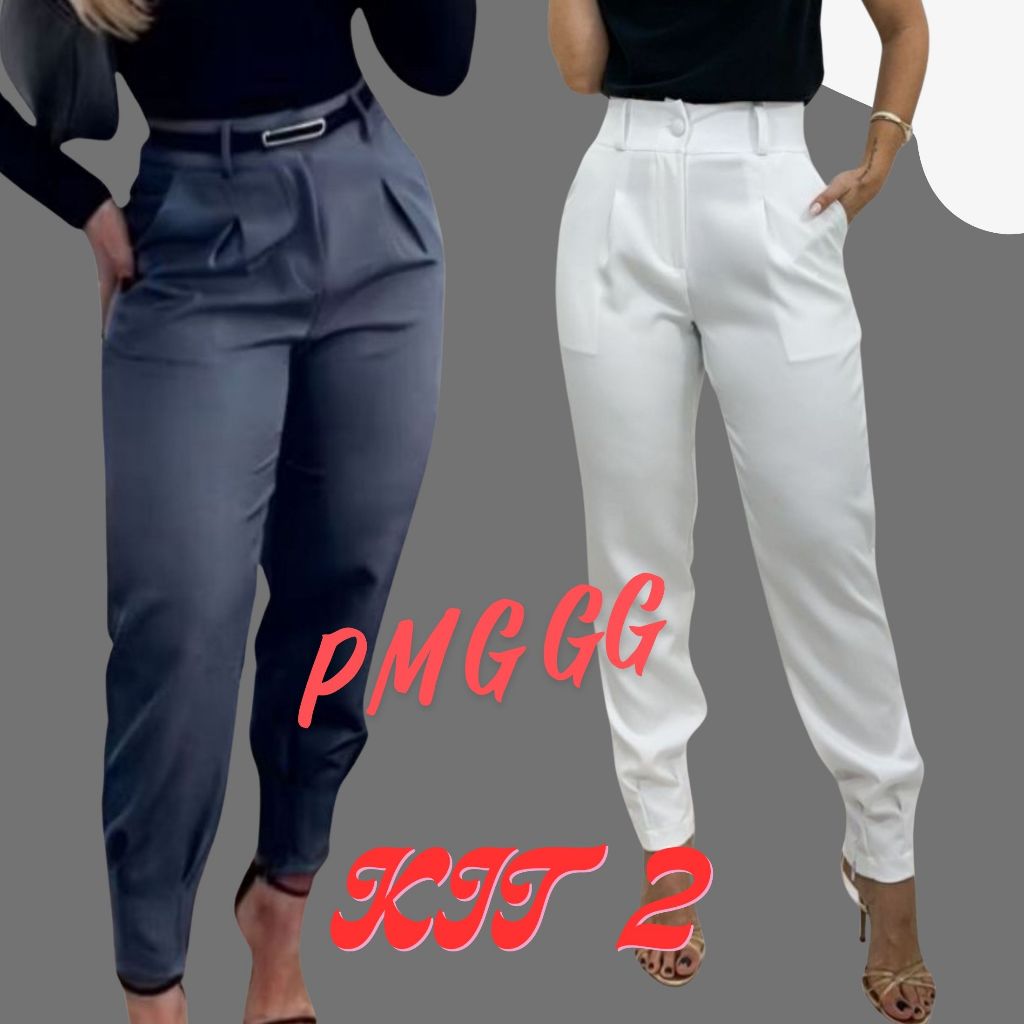 Kit 2 Calça social Alfaiataria PREMIUM Cintura Alta Com Bolso PROMOÇÃO