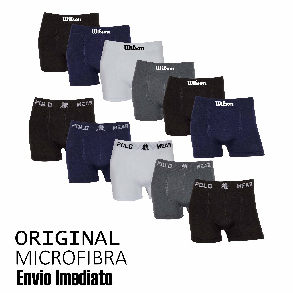 Kit 5 ou 11 cuecas Wilson e Polo Wear Original Sortidas Boxer