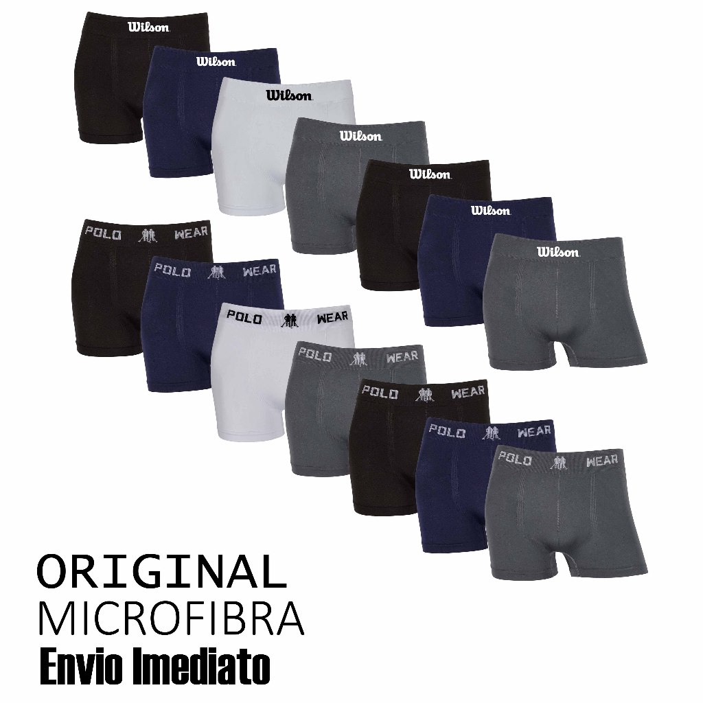 Kit 7 ou 14 cuecas Wilson e Polo Wear Original Sortidas Boxer