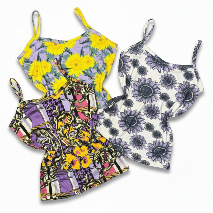 Kit 3 Regata Alcinha Em Malha Suede Estampada