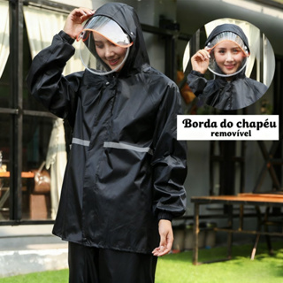 Roupa de Chuva para Motoqueiros e Ciclistas: Conjunto Impermeável Capuz + Calça Resistente ao Vento em Oferta na Shopee