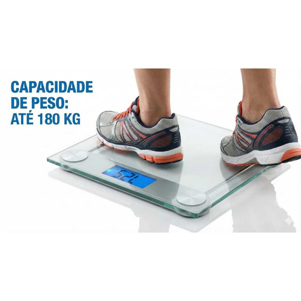 Balança Digital Corporal Humana Fitnes  Capacidade 180kg Vidro Temperado Multiuso