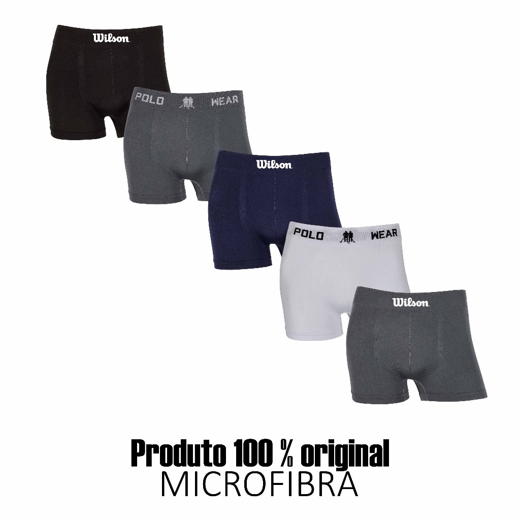 Kit 2 ou 5 cuecas Polo Wear e Wilson boxer Sortidas Original