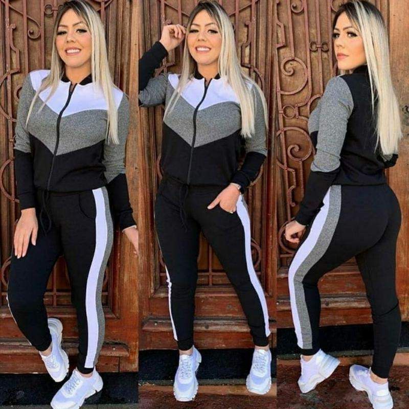 Conjunto Malha Crepe meia estação elegante colorido