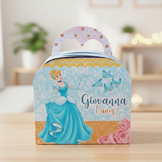 Caixa Maletinha Cinderela | Caixinhas Personalizadas Kit Festa Aniversário Lembrancinhas Mimos | PEGUE E MONTE