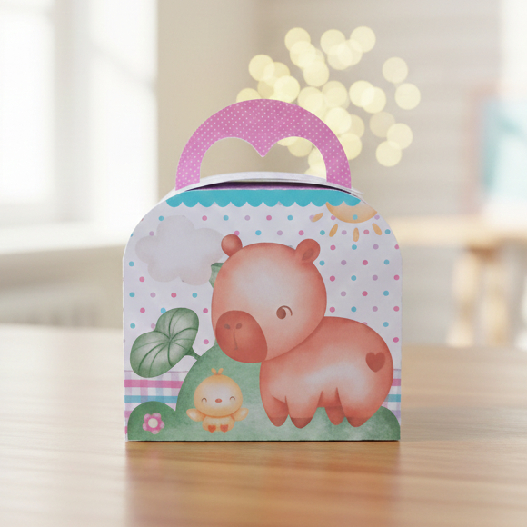 Caixa Maletinha Capivara Aquarela | Caixinhas Personalizadas Kit Festa Aniversário Lembrancinhas Mimos | PEGUE E MONTE