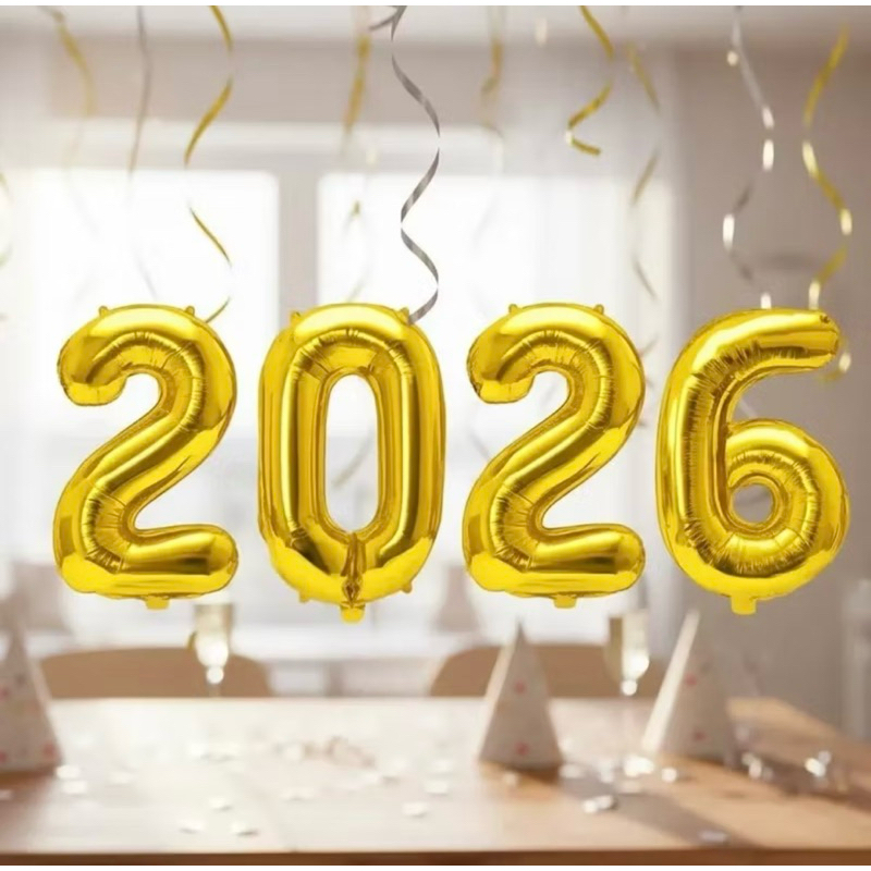 KIT BALÃO 2026 | TAM.: 32 POLEGADAS | 90CM | ANO NOVO | DOURADO | PRATA | PRATEADO | ROSE GOLD | METALIZADO | BEXIGA