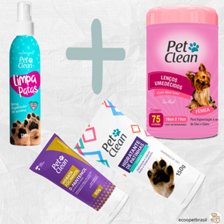 KIT Limpa Patas 120g + Lenço Umedecidos 75 unidades para Cachorro Cães e Gatos Pet Clean em Oferta na Shopee
