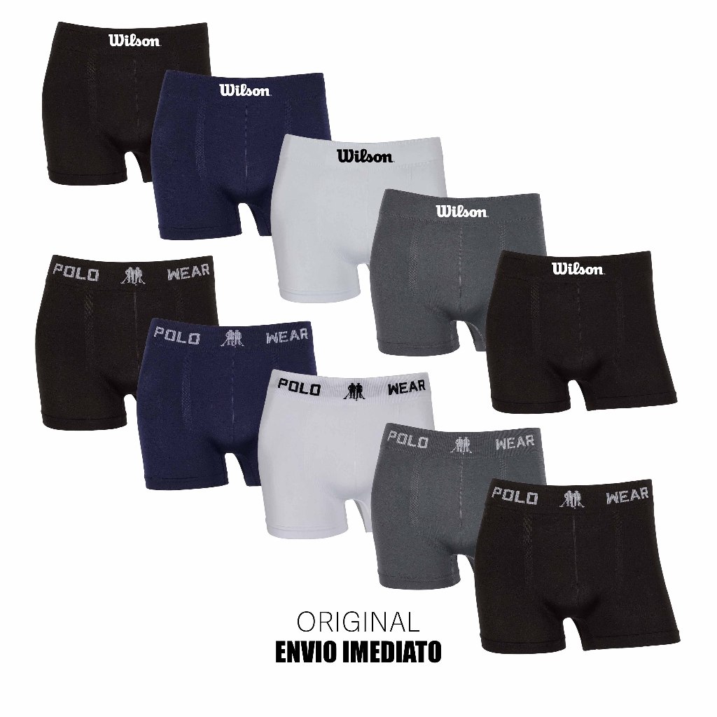 Kit 5 ou 10 cuecas Original Polo Wear e Wilson boxer microfibra