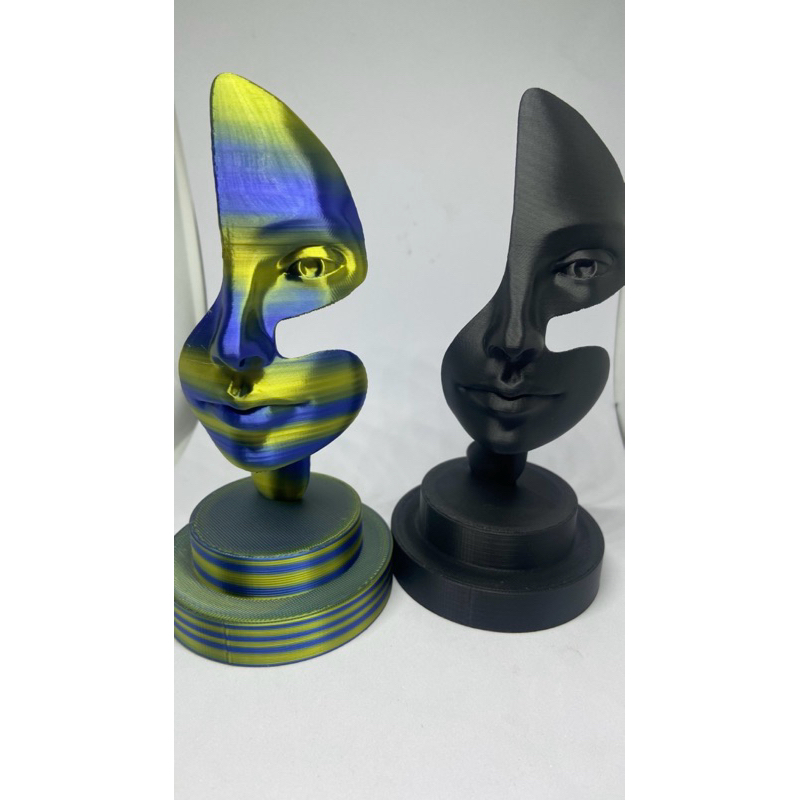 Enfeite-Escultura moderna-Escultura rosto-Decoração arte moderna-Rosto decorativo-Decoração sala-	Decoração escritório