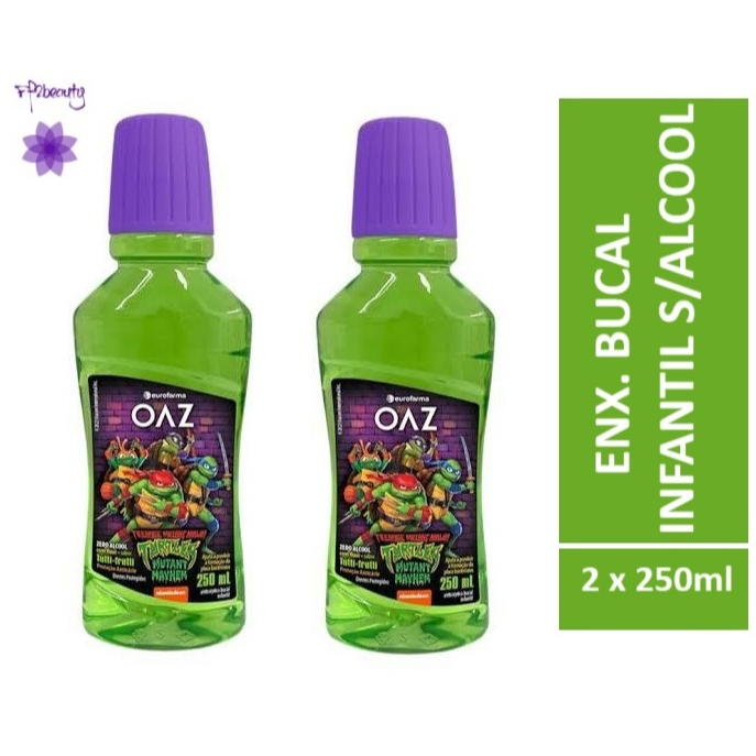 Kit c/2 uni Enxaguante Bucal Infantil Tartarugas Ninjas Tutti Frutti 250ml