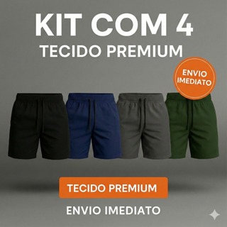 Kit 4 Bermuda Short Masculino LISA - Academia Praia Tactel Treino Esportivo Futebol em Oferta na Shopee