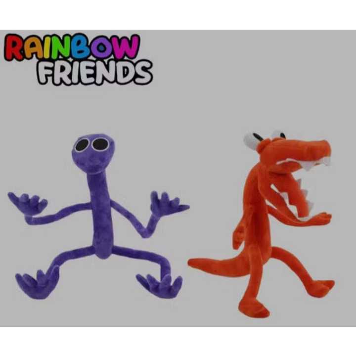 Kit com 2 bonecos de Pelúcia Raimbow Friends Roblox 40cm cada Purple + Orange