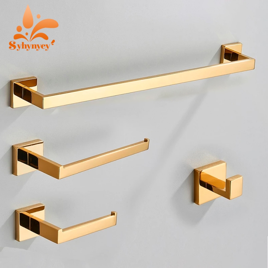Kit Acessórios Para Banheiro Completo 4 Peças Inox 40/60cm Toalheiro De Banheiro Dourado Escovado em Oferta na Shopee