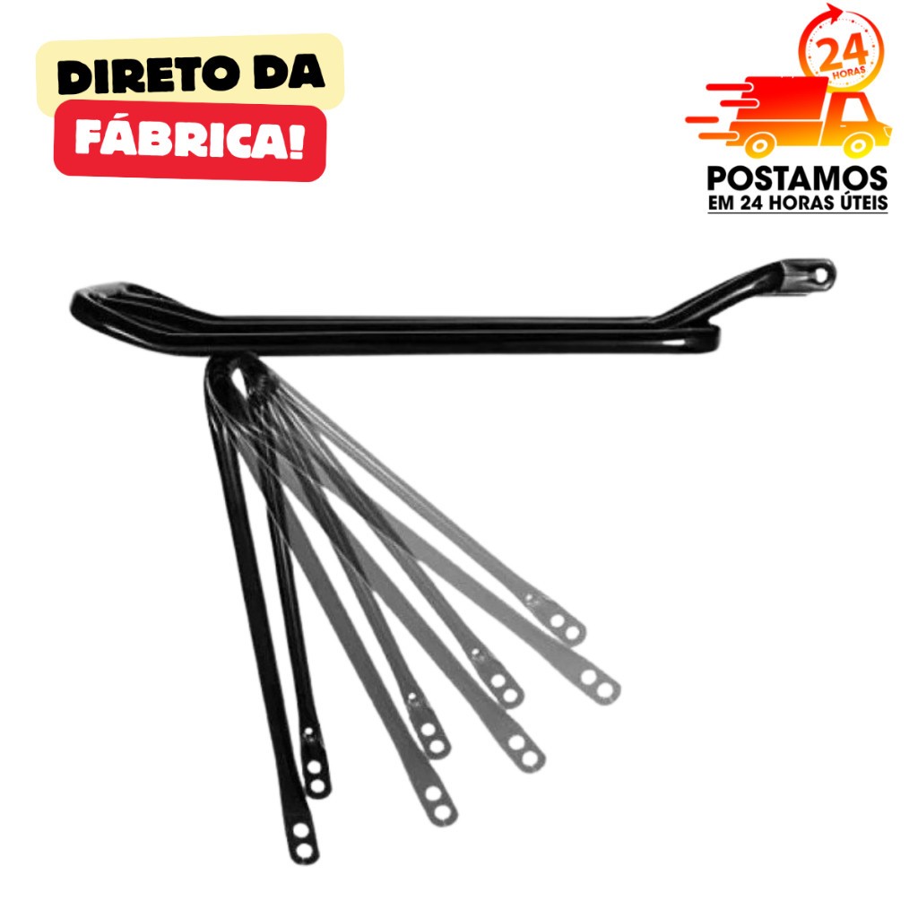 Bagageiro Tubular Traseiro Reto Garupa Bicicleta Aro 20 24 26 Cor Preto