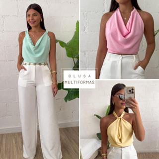 kit 2 Blusas Feminina Multiformas Duna Gola Boba Elegante Estilosa Frente Unica Cropped Amarração Verão em Oferta na Shopee