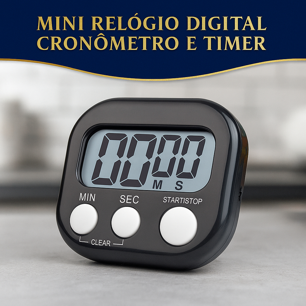 Relógio Digital Compacto com Cronômetro e Timer para Cozinha Fácil Uso Pilha