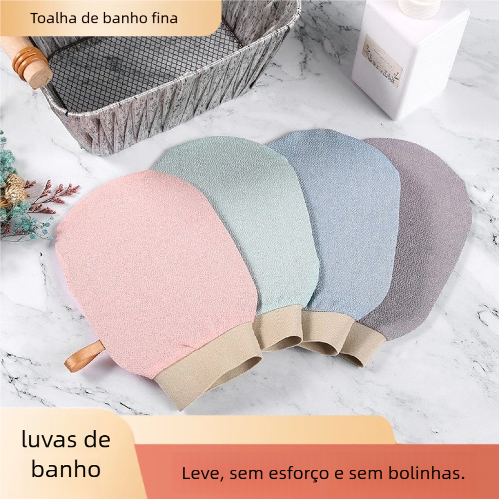 Toalha de Banho Exfoliante Unicolor Fresca - Dobra Dupla! Remoção de Impurezas, Luva para Adultos em Oferta na Shopee