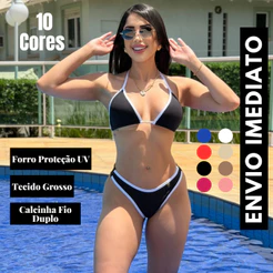 Biquíni Asa Delta Cortininha Fio Duplo Biquini Feminino Com Bojo removível Envio Rápido