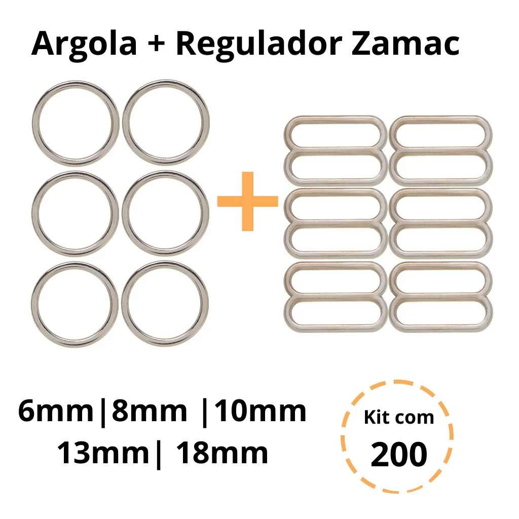 Kit 200 Pares Argola + Regulador Para Sutiã Alta Qualidade