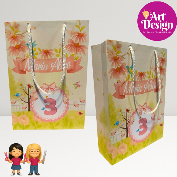 Sacolinha Personalizada Jardim Encantado PEGUE E MONTE / Tamanho P ou M  Lembrancinha Aniversário Sacolinha Surpresa