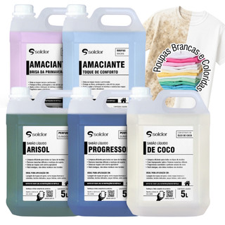 Kit Lava Roupas Solclor 5L: Sabão Líquido + Amaciante – Limpeza Profunda e Perfume Duradouro