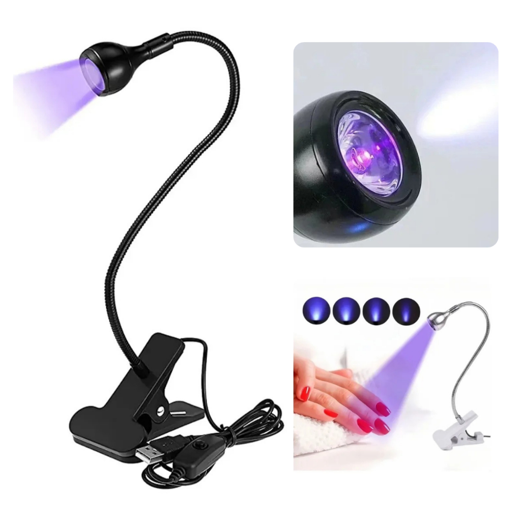 Mini Lâmpada Led USB De Mesa UV Para Unhas Com Clipe Flexível