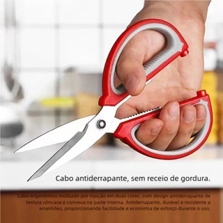 Tesoura Multifuncional Doméstica de Aço Bicolor - Durável e Prática! Ideal para Cozinha, Artigos e Mais em Oferta na Shopee