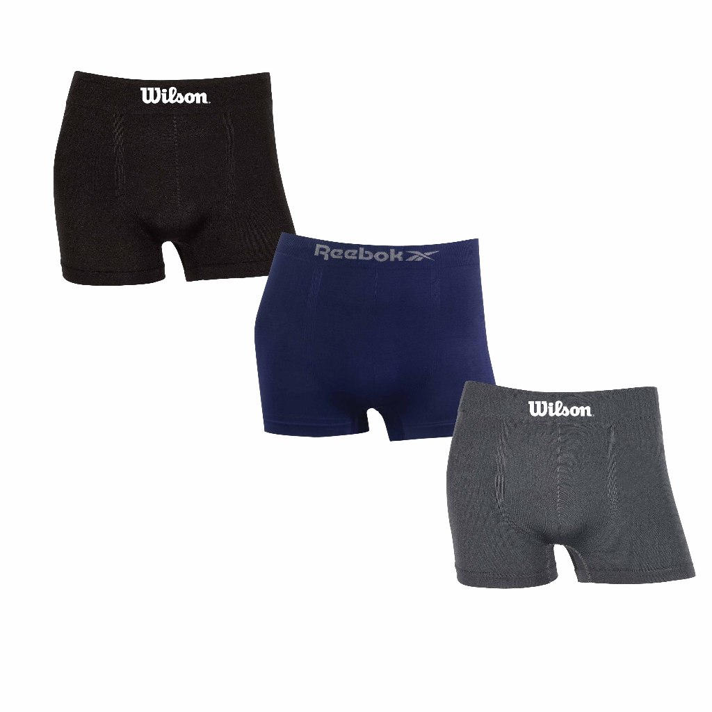 Kit 3 cuecas boxer Reebok e Wilson microfibra Original