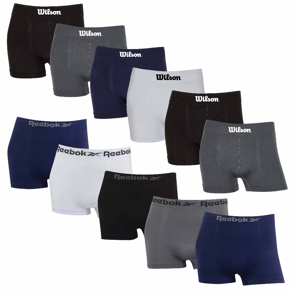 Kit 6 ou 11 cuecas boxer Reebok e Wilson Sortidas microfibra Original