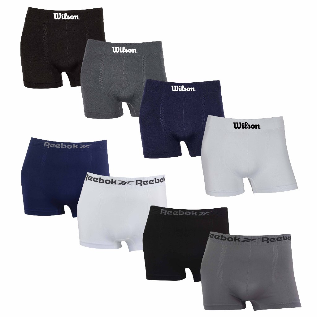 Kit 4 ou 8 cuecas boxer Reebok e Wilson Sortidas microfibra Original