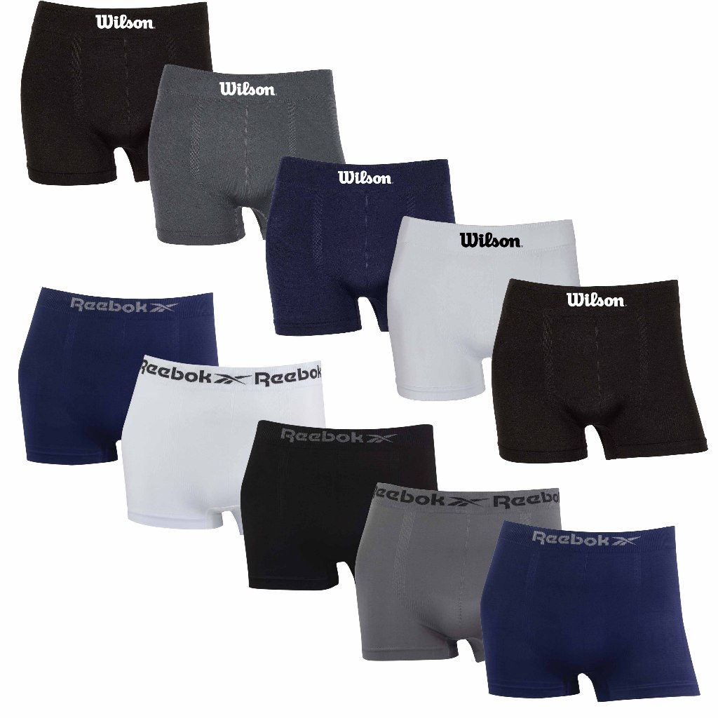 Kit 5 ou 10 cuecas boxer Reebok e Wilson Sortidas microfibra Original