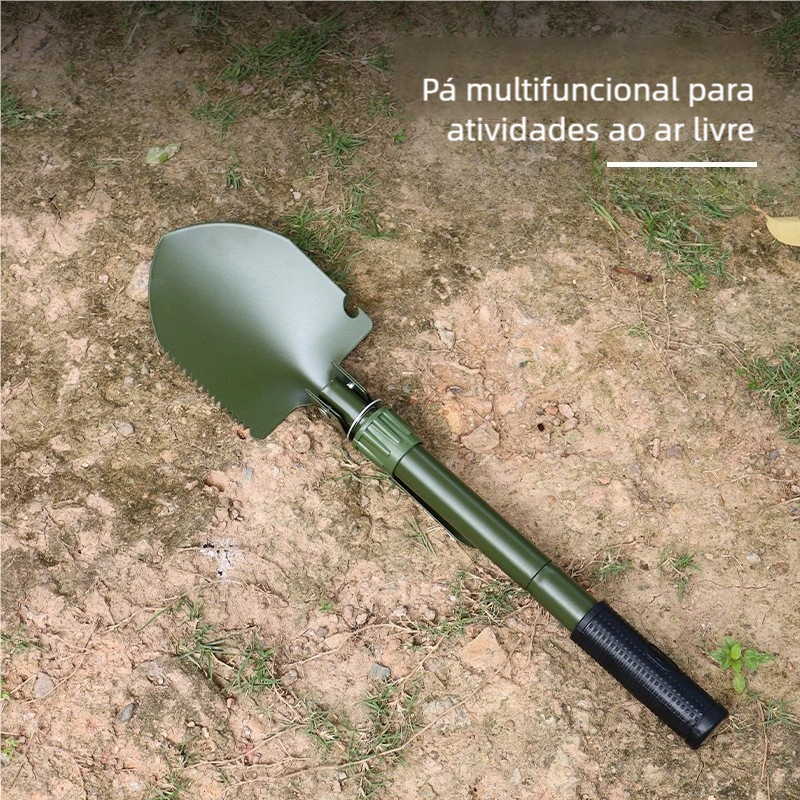 Pá Portátil Militar Dobrável - Multi-função Acampamento e Emergência, Design Ergonômico, Preço Promocional! em Oferta na Shopee