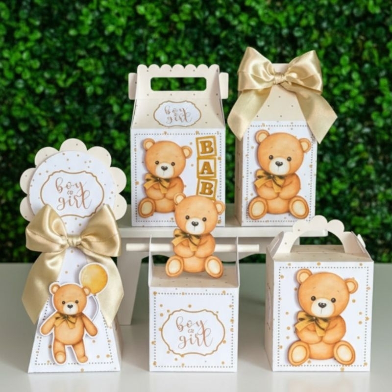 personalizados chá revelaçao ursinho /KIT festa chá revelaçao , caixinhas personalizadas ,