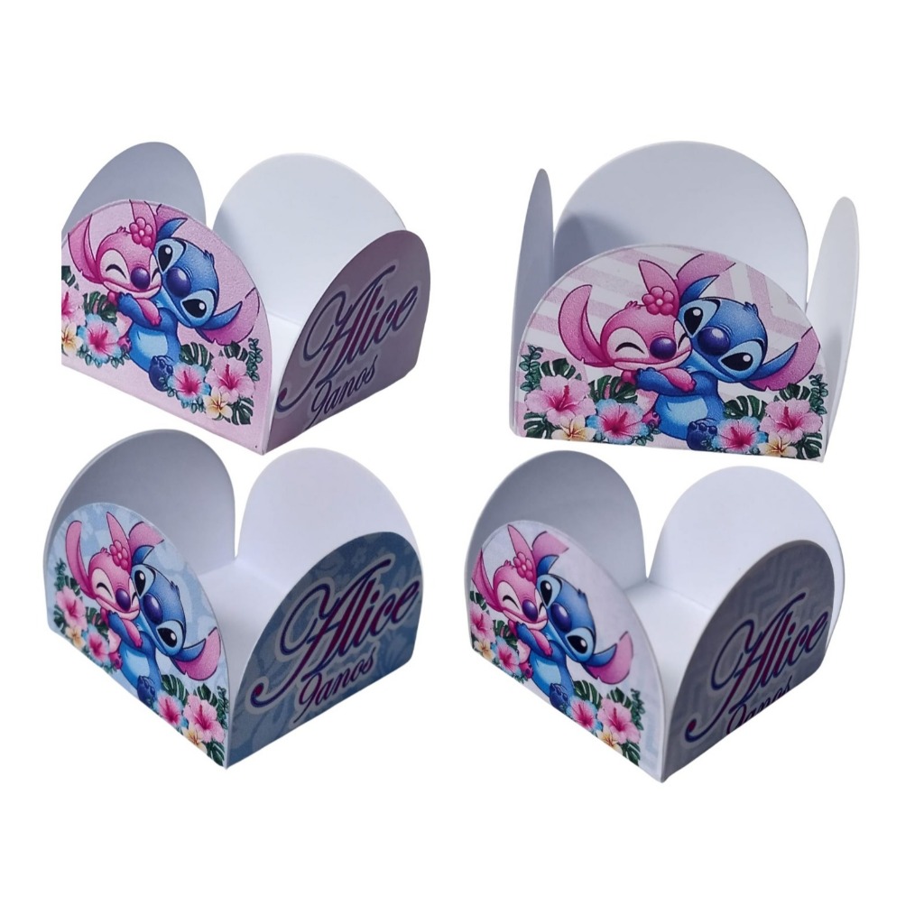 40 a 120 Forminhas de doce brigadeiro Personalizada Stitch Angel Lilo Aniversário Mesversário